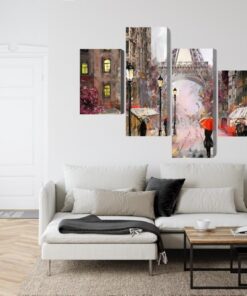 Mehrteiliges Bild Ansicht Der Straße Von Paris Wie Gemalt