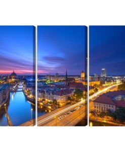 Mehrteiliges Bild Berlin-Panorama Bei Sonnenuntergang
