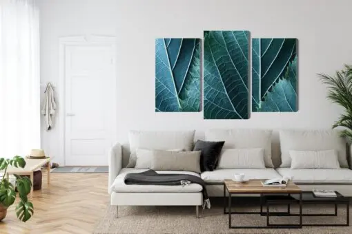 Mehrteiliges Bild Blätter Im Makromaßstab Mit 3D-Effekt