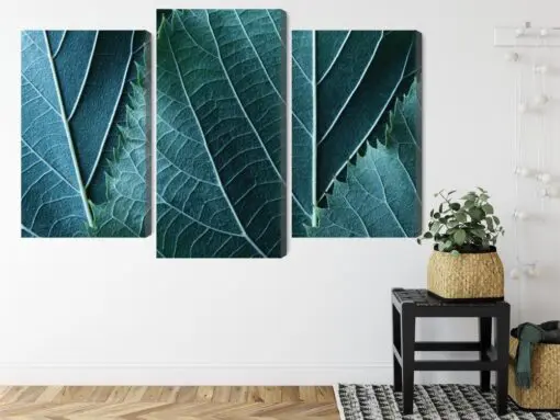 Mehrteiliges Bild Blätter Im Makromaßstab Mit 3D-Effekt