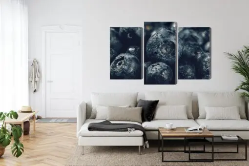 Mehrteiliges Bild Blaubeeren Schließen Herauf 3D