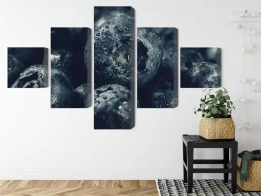 Mehrteiliges Bild Blaubeeren Schließen Herauf 3D