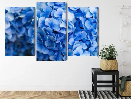 Mehrteiliges Bild Blaue Hortensienblüten Aus Nächster Nähe