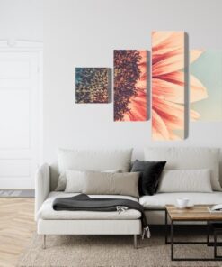 Mehrteiliges Bild Blühende Sonnenblume Im Makromaßstab