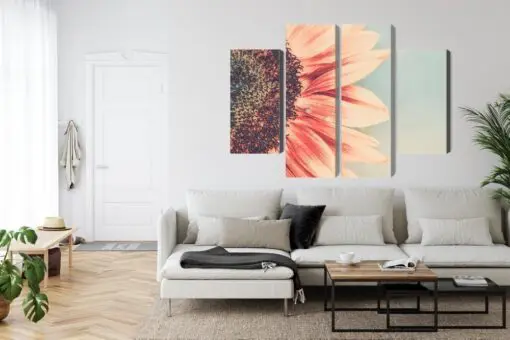 Mehrteiliges Bild Blühende Sonnenblume Im Makromaßstab