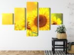Mehrteiliges Bild Blühende Sonnenblumen 3D