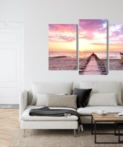 Mehrteiliges Bild Boot Am Strand 3D