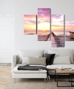 Mehrteiliges Bild Boot Am Strand 3D