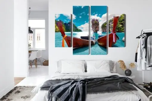 Mehrteiliges Bild Boote In Der Andamanensee In Thailand