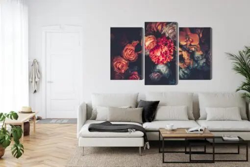 Mehrteiliges Bild Bunte Blumen Für Vintage-Stil