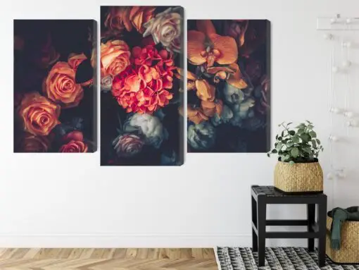 Mehrteiliges Bild Bunte Blumen Für Vintage-Stil