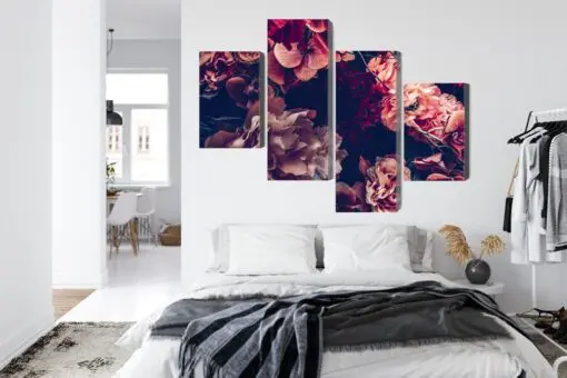 Mehrteiliges Bild Bunte Blumen Im Retro-3D-Stil