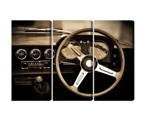 Mehrteiliges Bild Das Armaturenbrett Eines Oldtimers