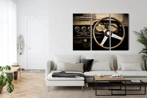 Mehrteiliges Bild Das Armaturenbrett Eines Oldtimers