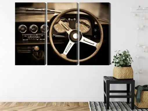 Mehrteiliges Bild Das Armaturenbrett Eines Oldtimers