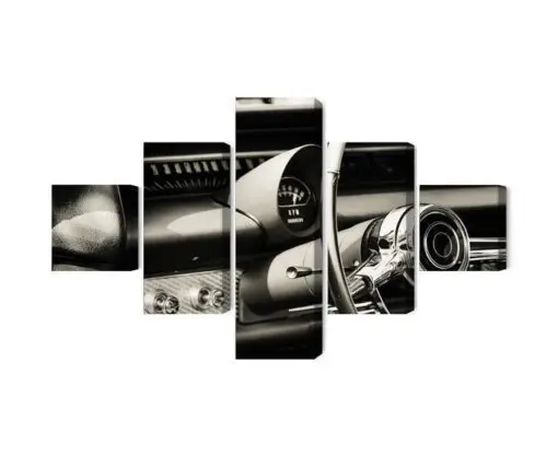Mehrteiliges Bild Das Armaturenbrett In Einem Oldtimer