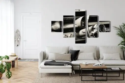 Mehrteiliges Bild Das Armaturenbrett In Einem Oldtimer