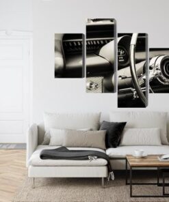 Mehrteiliges Bild Das Armaturenbrett In Einem Oldtimer