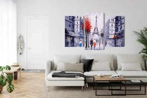 Mehrteiliges Bild Der Blick Auf Die Pariser Straße Wie Gemalt