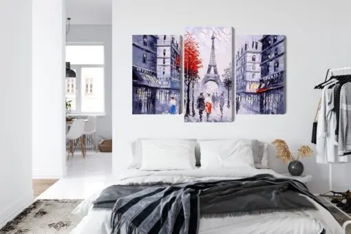 Mehrteiliges Bild Der Blick Auf Die Pariser Straße Wie Gemalt