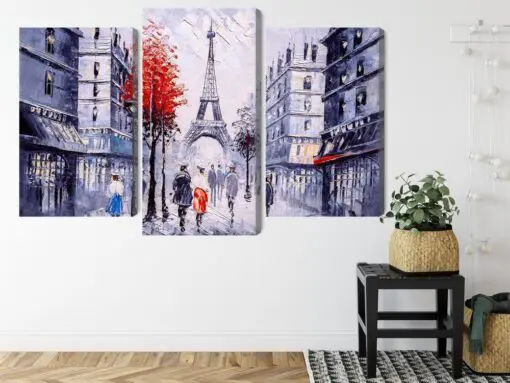 Mehrteiliges Bild Der Blick Auf Die Pariser Straße Wie Gemalt
