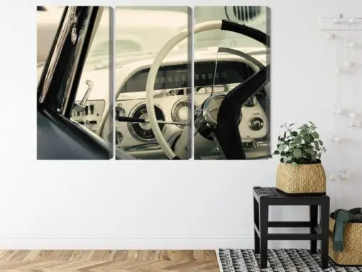 Mehrteiliges Bild Der Innenraum Eines Klassischen Amerikanischen Autos