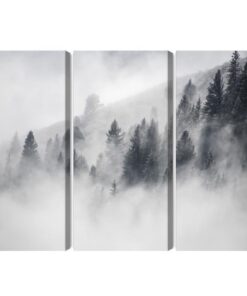 Mehrteiliges Bild Der Wald Ist In Nebel Gehüllt