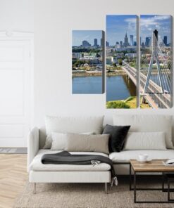 Mehrteiliges Bild Die Brücke Mit Dem Warschauer Panorama Im Hintergrund