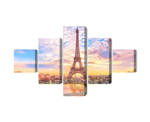Mehrteiliges Bild Eiffelturm In Paris Bei Sonnenuntergang