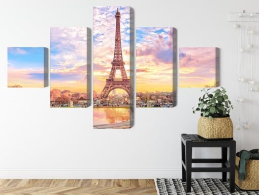 Mehrteiliges Bild Eiffelturm In Paris Bei Sonnenuntergang