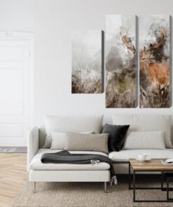Mehrteiliges Bild Ein Mit 3D-Aquarell Gemaltes Reh