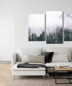 Mehrteiliges Bild Ein Nebelverhangener Wald