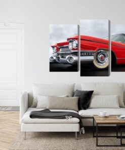 Mehrteiliges Bild Ein Rotes Auto Aus Den 1950Er Jahren