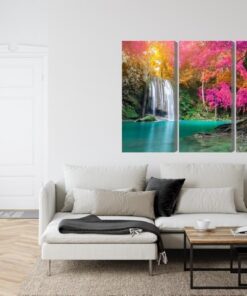 Mehrteiliges Bild Ein Schöner Waldwasserfall