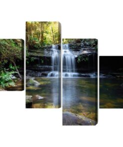Mehrteiliges Bild Ein Wasserfall Im Busch