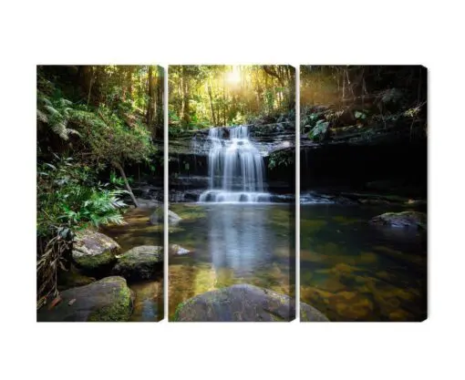 Mehrteiliges Bild Ein Wasserfall Im Busch