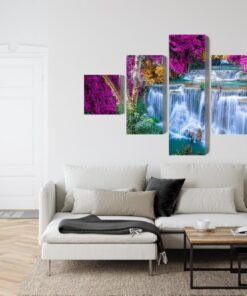 Mehrteiliges Bild Ein Wasserfall In Der Herbstsaison