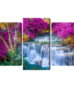 Mehrteiliges Bild Ein Wasserfall In Der Herbstsaison