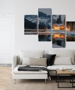 Mehrteiliges Bild Emerald Lake In Kanada Im Winter