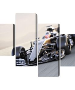 Mehrteiliges Bild Formel-1-Wagen Auf Der Rennstrecke