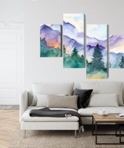 Mehrteiliges Bild Gemalte Berglandschaft
