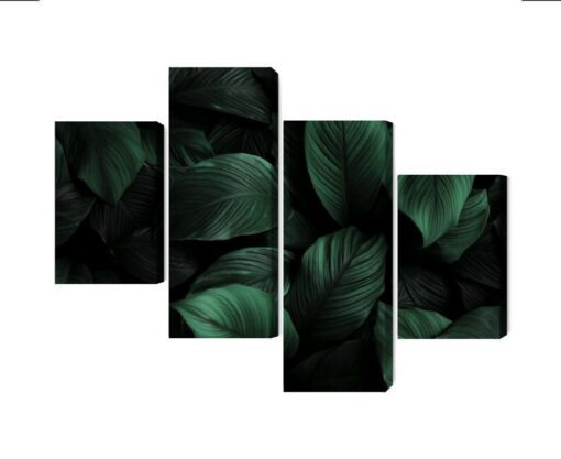Mehrteiliges Bild Grüne Blätter Im Makromaßstab
