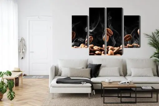 Mehrteiliges Bild Heiße Kaffeebohnen
