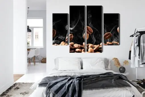 Mehrteiliges Bild Heiße Kaffeebohnen