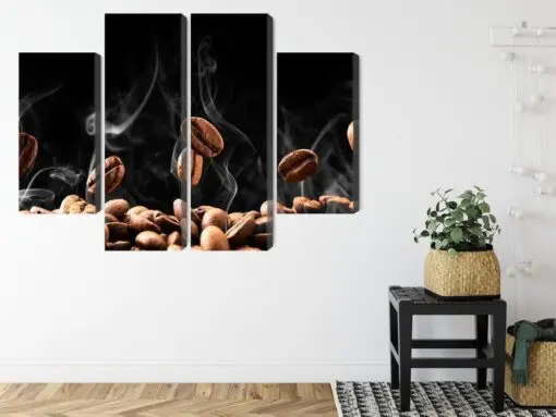 Mehrteiliges Bild Heiße Kaffeebohnen