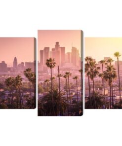 Mehrteiliges Bild Innenstadt Von Los Angeles Bei Sonnenuntergang