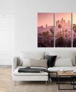 Mehrteiliges Bild Innenstadt Von Los Angeles Bei Sonnenuntergang