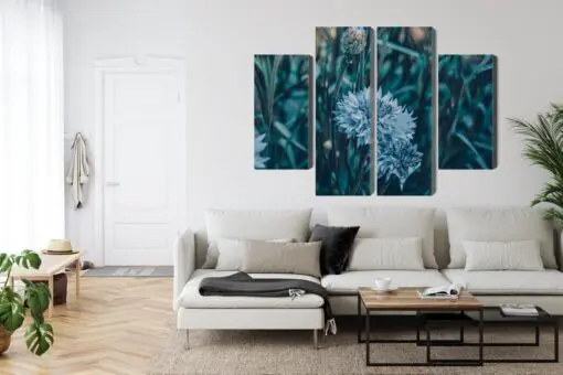Mehrteiliges Bild Kornblumen Auf Der Wiese 3D