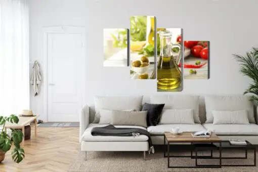 Mehrteiliges Bild Krug Mit Frischem Öl