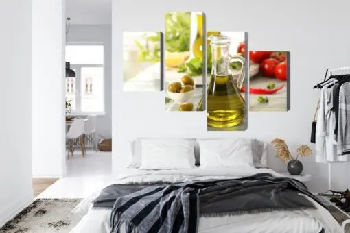 Mehrteiliges Bild Krug Mit Frischem Öl
